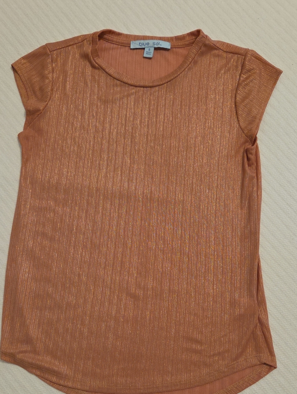 blue Sol Short Sleeve Top in Brown Size Small